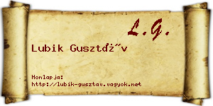 Lubik Gusztáv névjegykártya